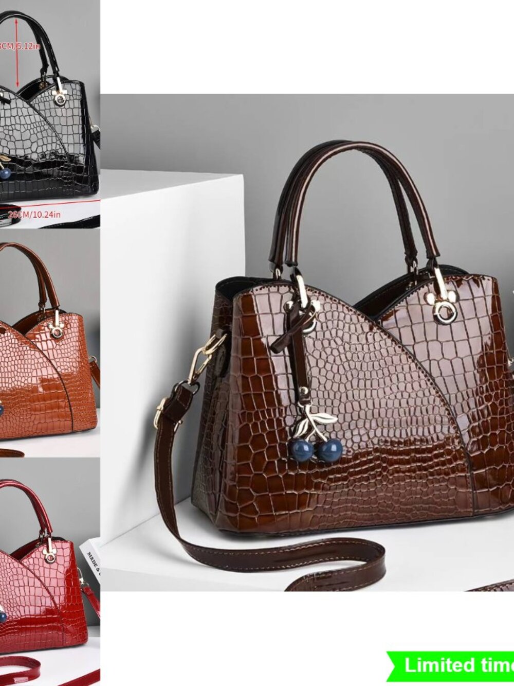 Crocodile Pattern Handbag Crossbody Shoulder Bag Large Capacity Daily Commuter
